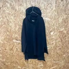 GU ジーユー 長袖ニット パーカー 無地 レーヨン シンプル ブラック