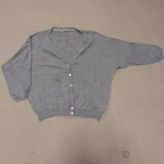 earth グレー 五分袖カーディガン レース装飾