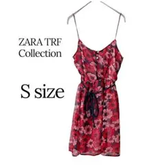 ZARATRF花柄キャミワンピースS赤ピンクのサムネイル