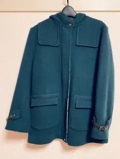 美品 オールドイングランド ダッフルコート ブルー ヘリンボーン ロング ウール MILANO ファッション 美品 オールドイングランド ダッフルコート