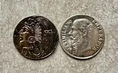 H078　1ペソ金貨・ 1ペソ銀貨トークン マクシミリアン皇帝 メキシコ全2枚 コイン メキシコ帝国 マクシミリアン皇帝 1866 メキシコ 20 ペソ