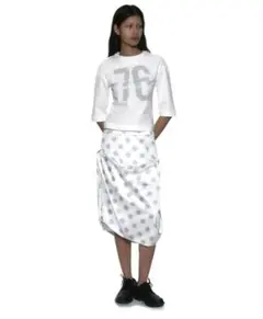 PARTIMENTO WOMEN Dot DrapeMidi Skirt