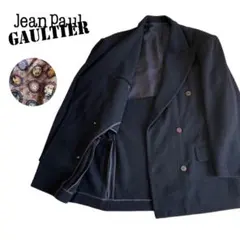 希少★ジャンポールゴルチエオム 総柄 ダブルブレスト ダブルジャケット ブラック
