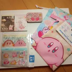 星のカービィ　メモ帳２冊　巾着2つ　スライド式缶　ファスナーケース