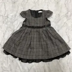 美品　フォーマルワンピース　90 グレー　チェック柄