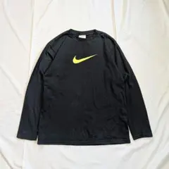 【NIKE】00sセンターロゴ・両面プリントロンT　ブラック