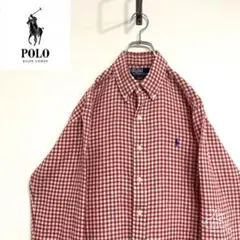 超人気❗️ラルフローレン　ワンポイントロゴシャツ　M90s刺繍古着希少レア長袖BD