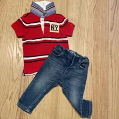 トミーポロシャツ／80cm&デニムパンツH&M /74cm