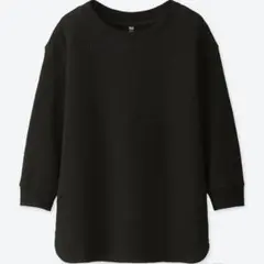 UNIQLO（ユニクロ）黒 ワッフルクルーネックT（7分袖）