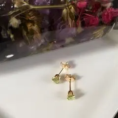 【No.40-B】4mmペリドット 14kgf  ピアス