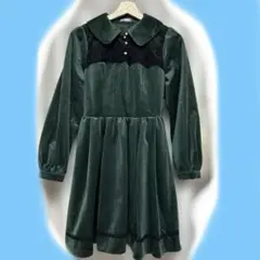 axes femme POETIQUE　刺繍ベロアワンピース グリーン