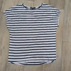 UNTITLED ノースリーブ Tシャツ 0サイズ 白/紺ストライプ