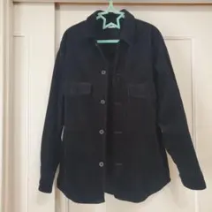 GU　黒 コーデュロイ シャツジャケット