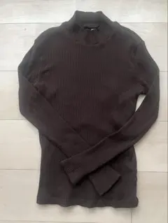 UNIQLO ダークブラウン リブ編み ハイネックセーター S