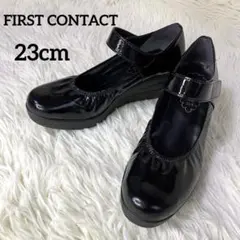 FIRST CONTACT ストラップ パンプス エナメル　ブラック23cm