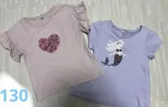 エニィファム　130 Tシャツ　2枚セットまとめ売り（スパンコール、ハート）