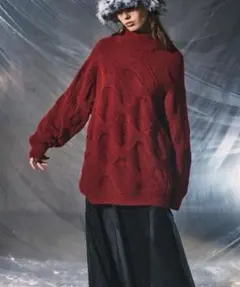 【AULA】ダイアゴナルケーブルモヘアニット