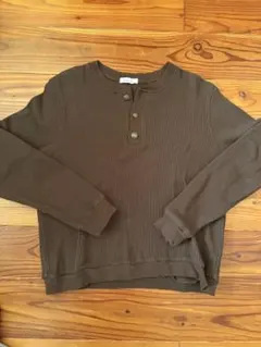 Regen Glanz ヘンリーネック ワッフルカットソー ブラウン
