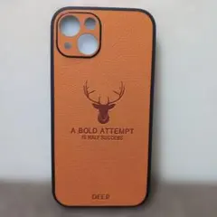 DEER オレンジ レザー風 iPhone13ケース