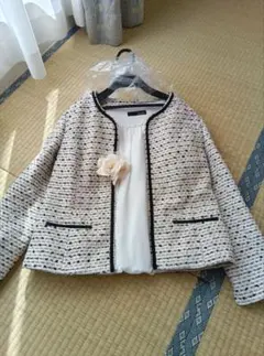 【シューラルー】ノーカラーツイードジャケット Lサイズ