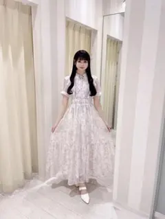 Evelyn ラメフリル花柄OP ピンク