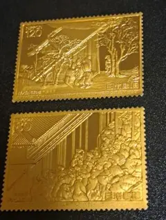 希少　松本徽章工業　純金　金属工芸品　9g 純金×純銅 切手　3枚セット　K24 純度保証 松本徽章工業 純金製切手型 7枚まとめて 22 5g 純金刻印