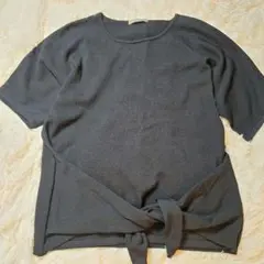 セオリーリュクス 半袖ニット 黒 ブラック リボン ストレッチ サイズ38