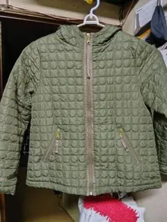 オリーブグリーン キルティングジャケット フード付き