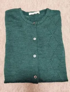 日本製美品ウール100カーディガン丸首クルーネック長袖