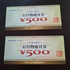 ヤマダ電機 お買物優待券 ¥500× 2枚