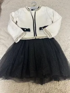 卒園・入学式　女の子130 フォーマルドレス ホワイトとブラックジャケット付き