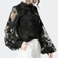 シースルーブラウス ブラウス レース シフォン 花柄 透け シャツ長袖レディ$