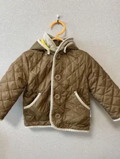 ブラウン キルティング アウター フード付き90