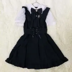 Secret Honey シフォン袖　レース　半袖　ワンピース　M