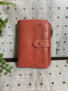 サーモンピンクレザー 二つ折り財布