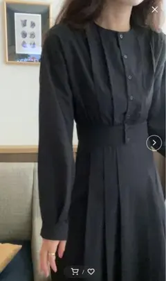 ウエスト切替　ロングワンピース　グレー