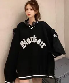 ユニフォーム ルーズシルエット Vネック オーバーサイズ 裏毛 スウェット