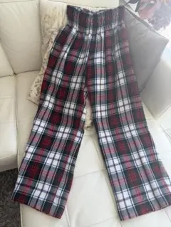 赤 チェック パンツ