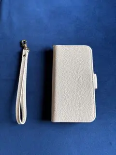 ベージュ手帳型 iPhone13 mini ケース ストラップ付き交通IC可