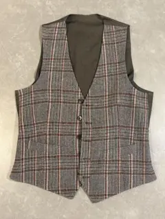 LARDINI チェック柄 ベスト グレー系　サイズ42