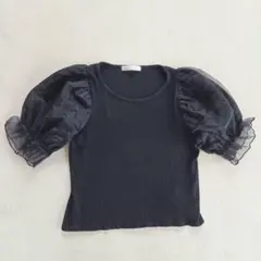 MAJESTIC LEGON パフスリーブ 半袖ニット ブラック Mのサムネイル