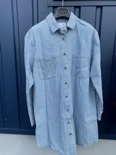 【Pull&Bear】ロングシャツ　デニムストライプ　Sサイズ