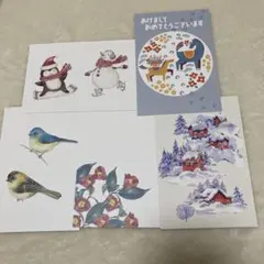 クリスマスポストカード　年賀状ほか　5枚セット