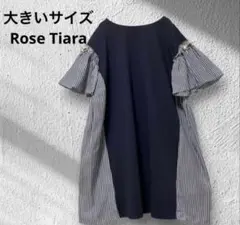 大きいサイズ！Rose Tiara/ストライプ切替ブラウス/チュニックビジューのサムネイル
