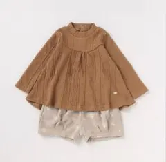 petit main ジャカードケーブルチュニック　花柄ショートパンツ