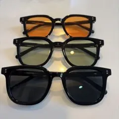 サングラス 3個セット スクエア型 UVカット 伊達メガネ　グリーン　ブラック