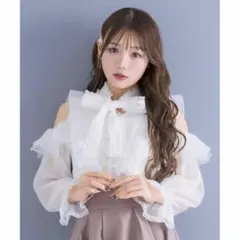 couture by ROJITA 肩開きラッフルシアーブラウス パープルのサムネイル