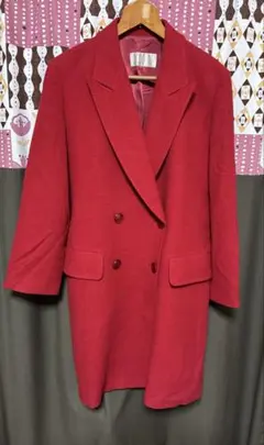 BURBERRY 金ボタン 赤いダブルブレストテーラードジャケット 11号 
