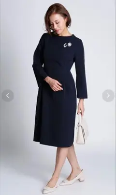 セルフォード　ボートネックタックタイトワンピース　フォーマル　36