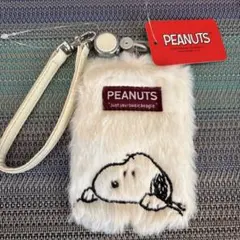 スヌーピー パスケース リール付きパスケース もこもこ